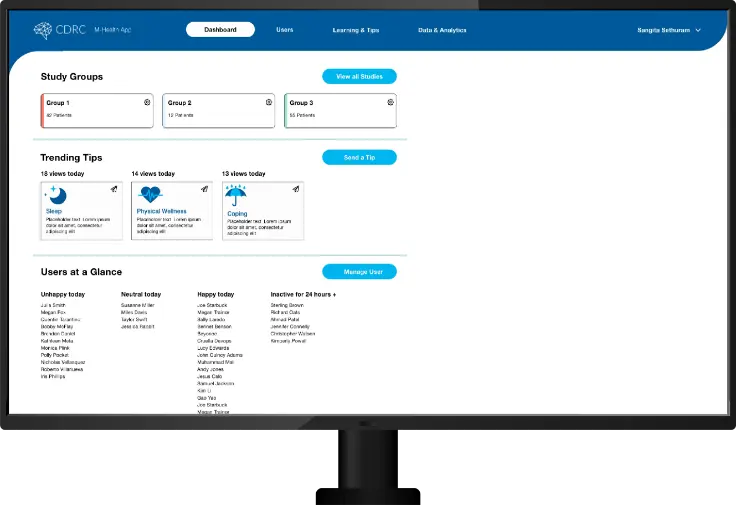 CDRC MHealth app on mobile